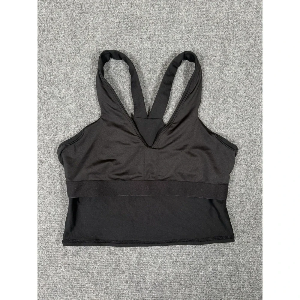 ALO Yoga Airbrush Real Bra Tank Womens Size Medium Black Racerback Cropped